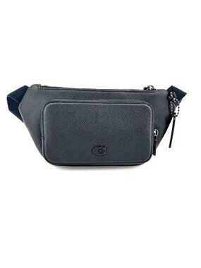 Coach Belt Bag CM334 Black Crossgrain Leather Adjustable Strap Zip Fanny Pack